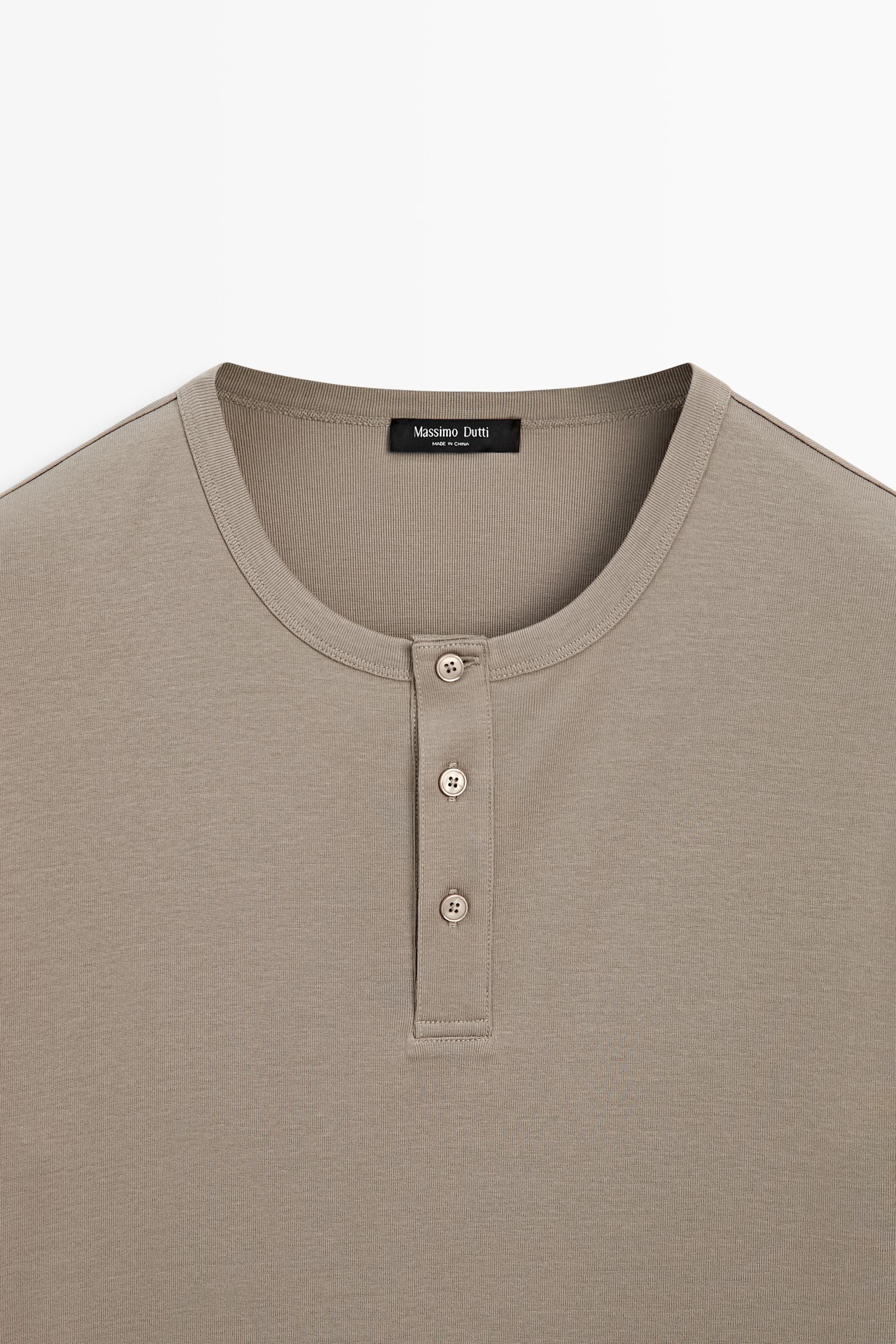 100% cotton henley T-shirt